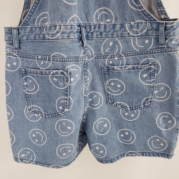 The Childrens Place Denim Overall Short Size 14 (XL) Blue Happy Face 100% Cotton - Picture 7 of 9